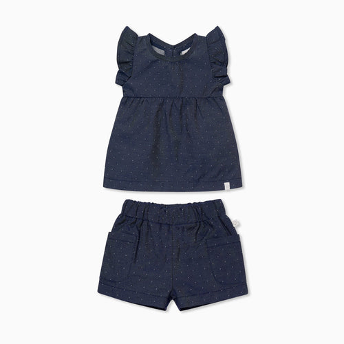 Chambray Top & Shorts Outfit