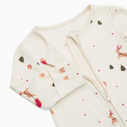 Festive Print Clever Zip Sleepsuit