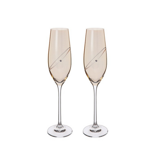 Dartington Crystal 50 Years Golden Anniversary Champagne Flute Pair