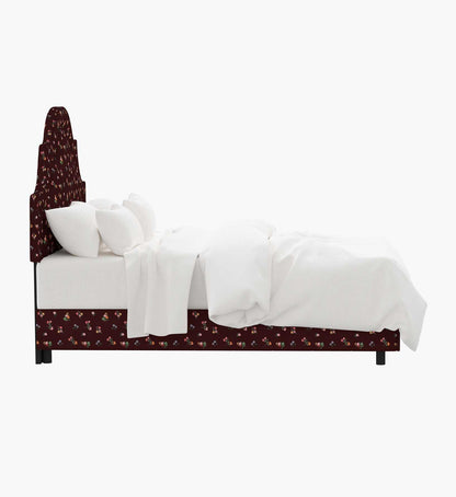 Marion Bed - Ditsy Dahlia Burgundy
