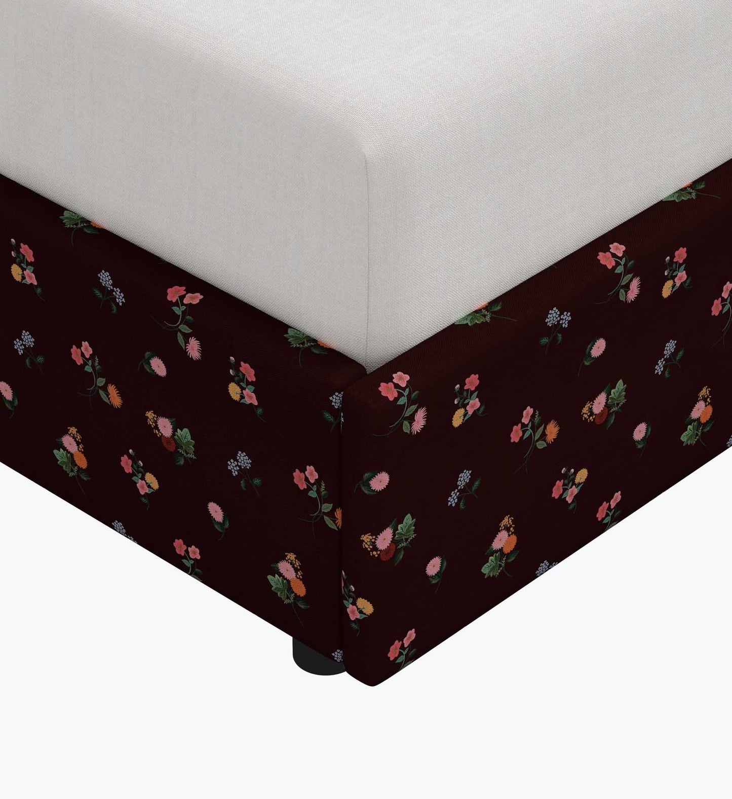 Marion Bed - Ditsy Dahlia Burgundy