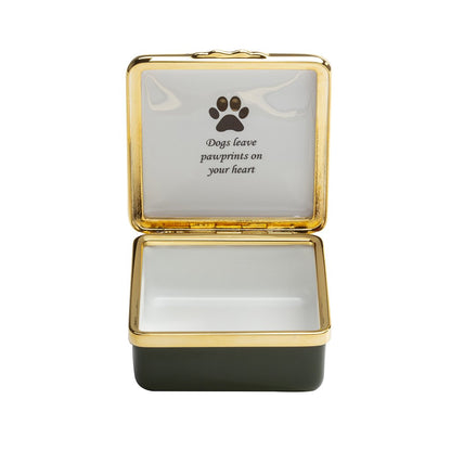 Halcyon Days Dogs Leave Pawprints On Your Heart Enamel Box