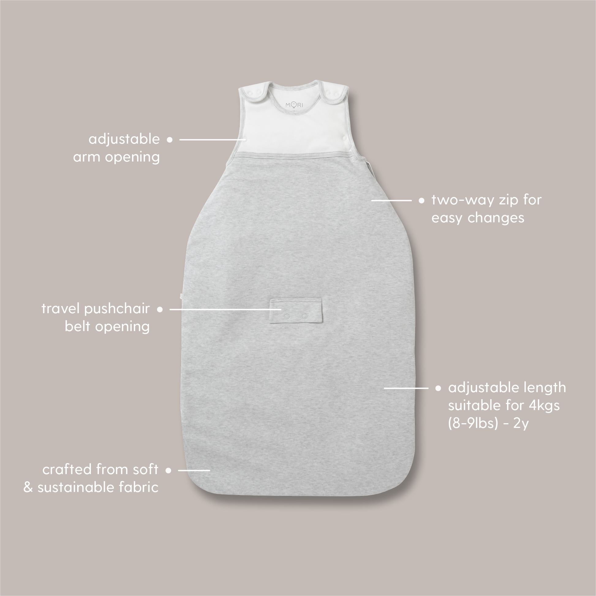 Clever Year Round Sleeping Bag 1.5 TOG - Oatmeal Stripe