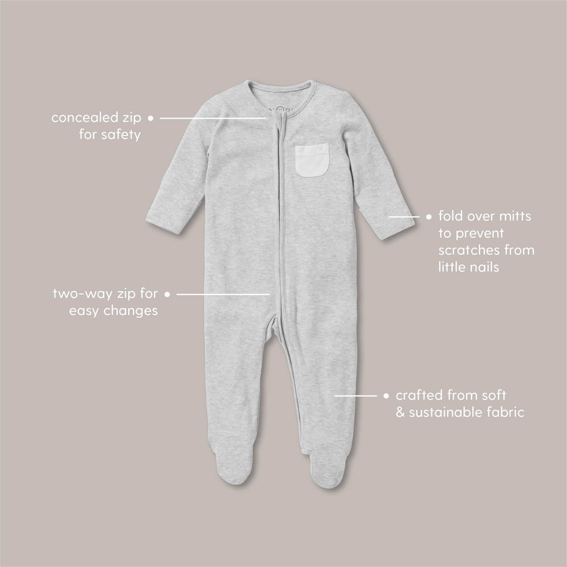 Clever Zip Sleepsuit - Blush Stripe