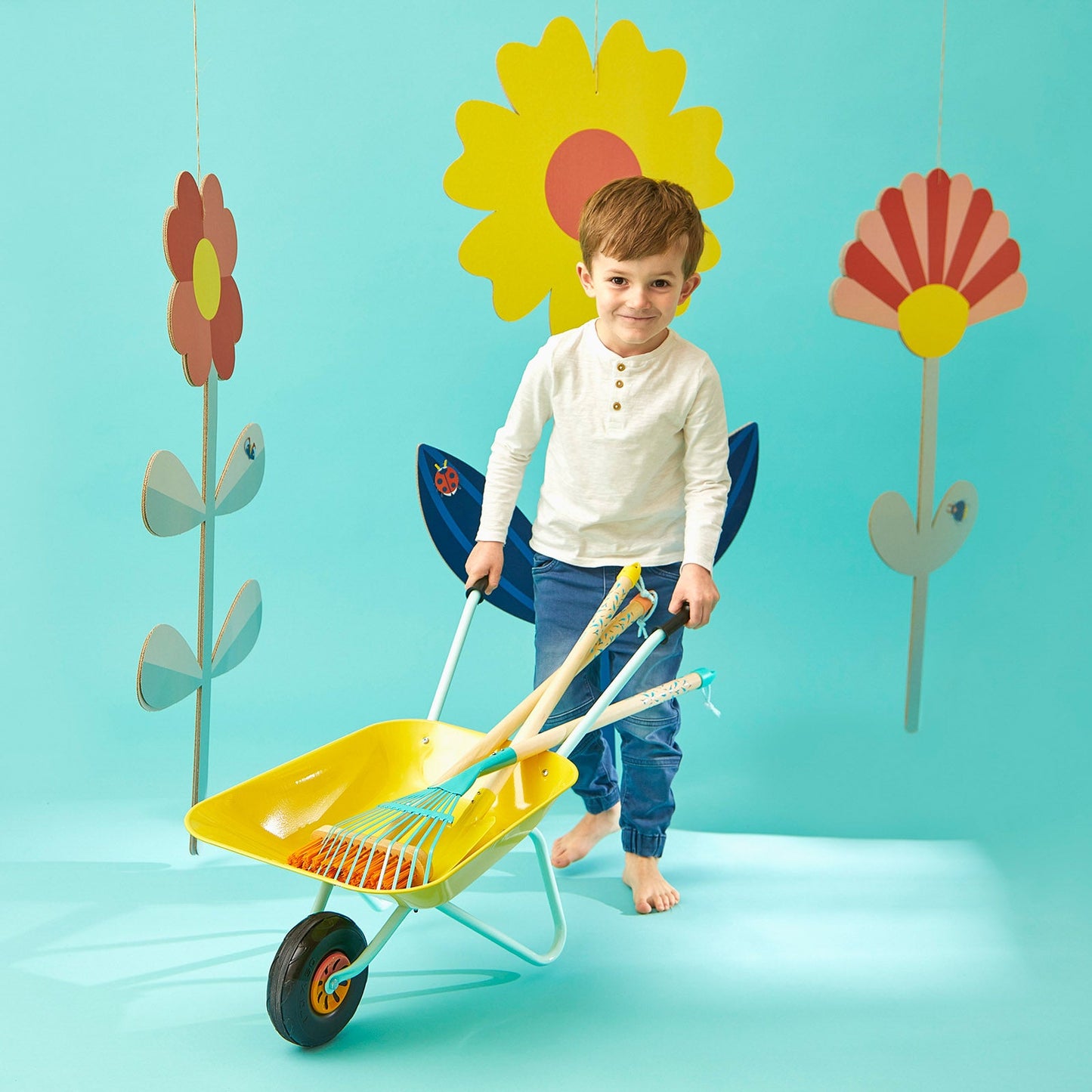 Janod Metal Wheelbarrow - Happy Garden