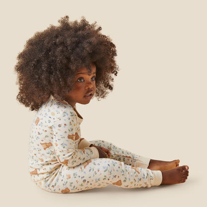 Bear Print & Waffle Pyjamas 2 Pack