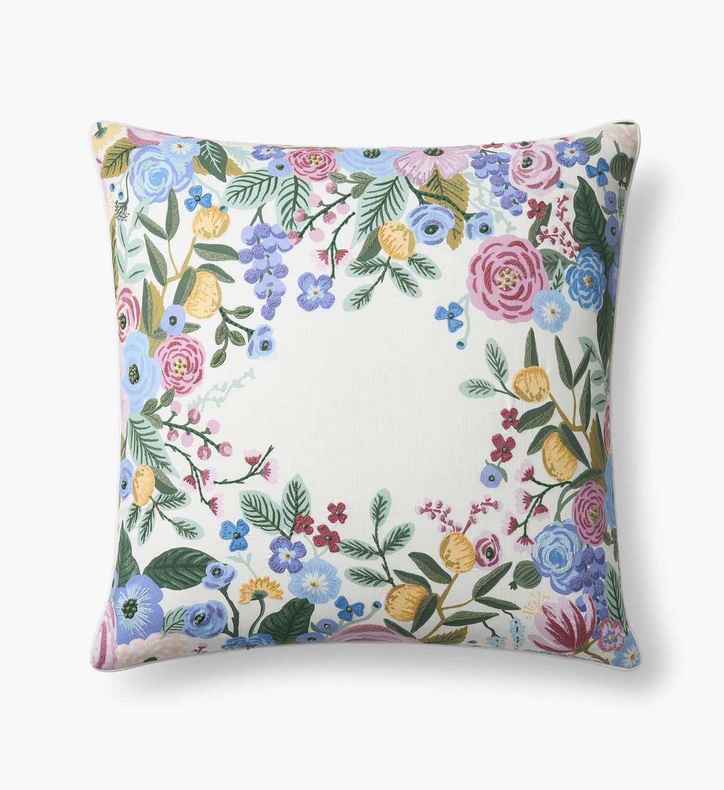 Embroidered Pillow Cover - Garden Party Ivory