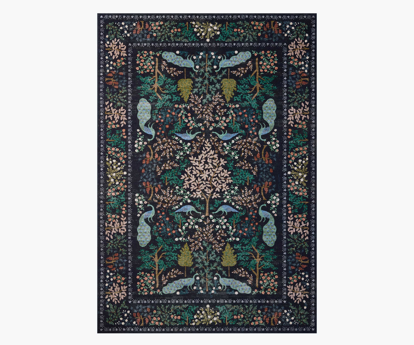 Canopy Peacock Forest Printed Rug - Charcoal