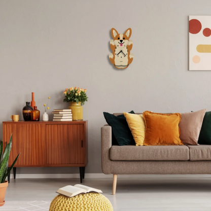 Corgi Pendulum Clock -wood