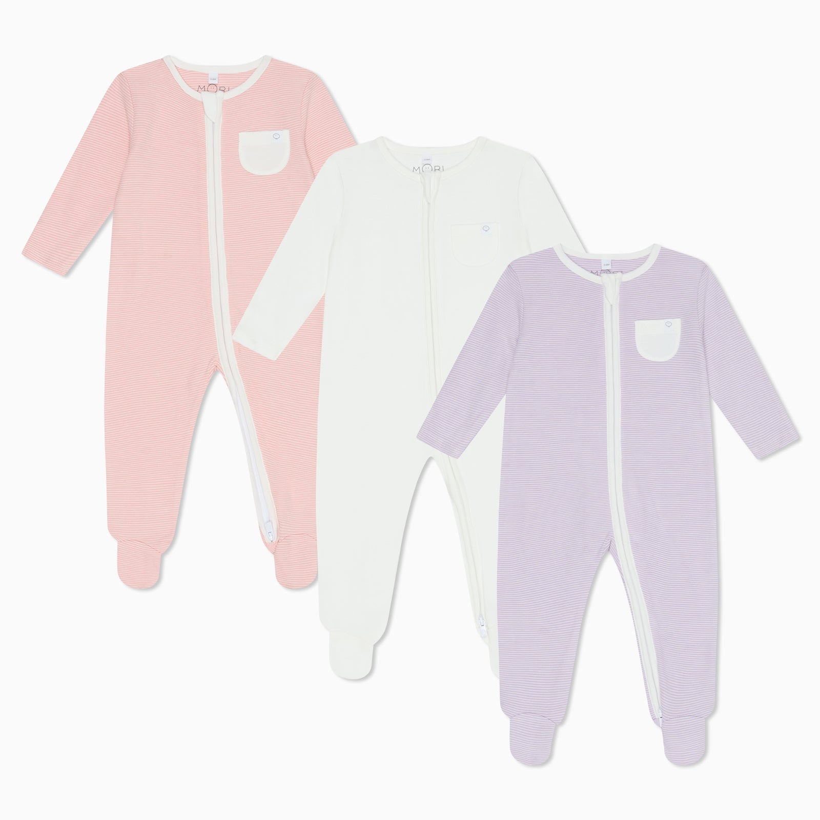 Clever Zip Sleepsuit 3 Pack - Purple & Pink Stripe