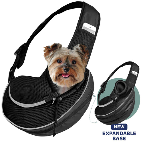 Katziela - Pet Carrier Expandable Sling For Small Dogs And Cats Black