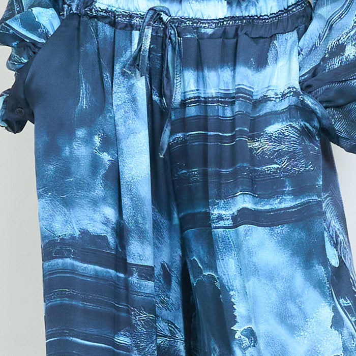 Abstract brushstroke printed wide-leg trousers wholesale