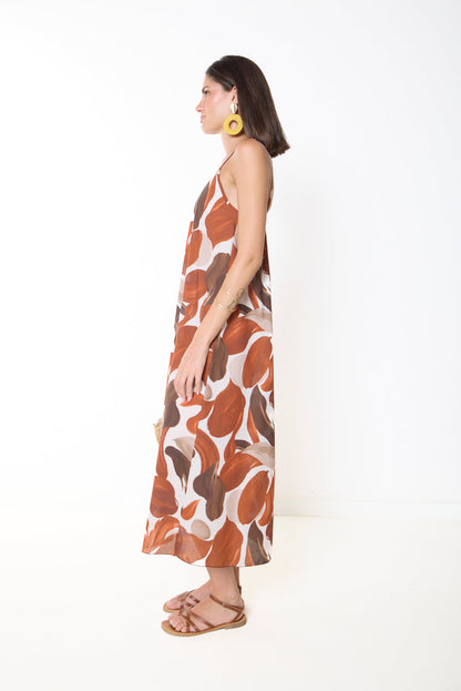 Abstract print flowy midi dress wholesale