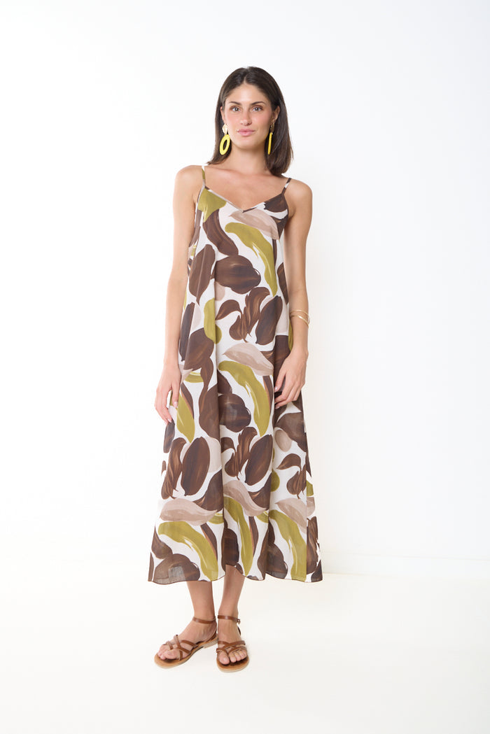 Abstract print flowy midi dress wholesale