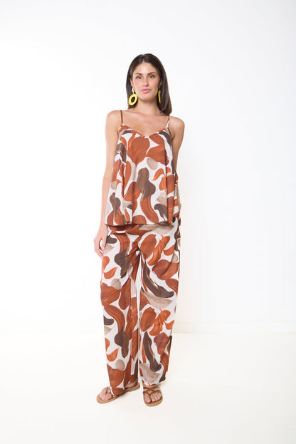 Abstract print wide leg trousers wholesale