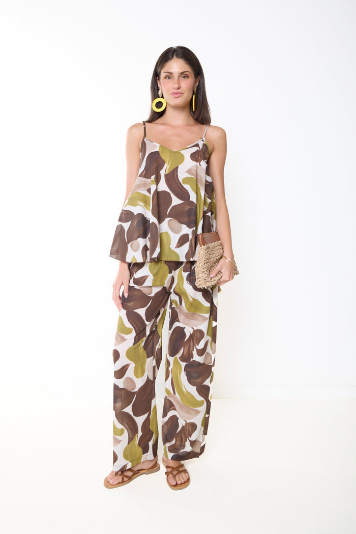 Abstract print wide leg trousers wholesale