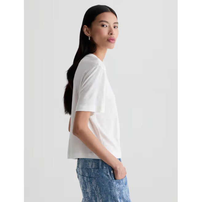 AG Jeans Charli Crew Relaxed Linen Short Sleeve Tee in Powder