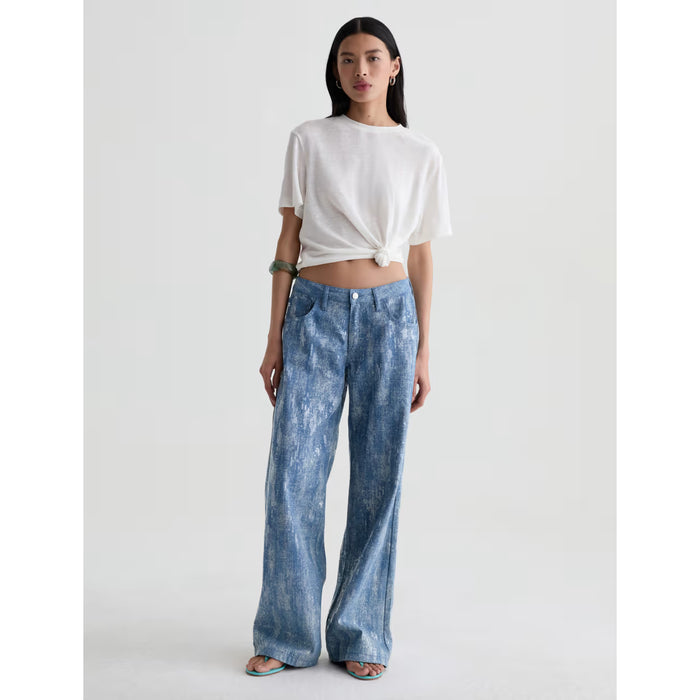 AG Jeans Charli Crew Relaxed Linen Short Sleeve Tee in Powder