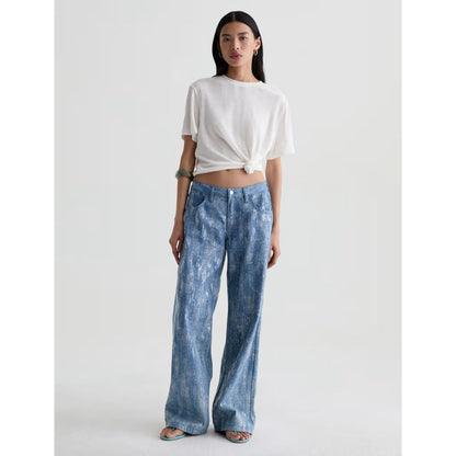AG Jeans Charli Crew Relaxed Linen Short Sleeve Tee in Powder