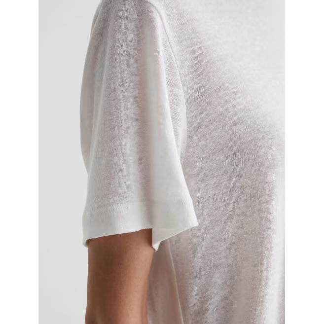 AG Jeans Charli Crew Relaxed Linen Short Sleeve Tee in Powder