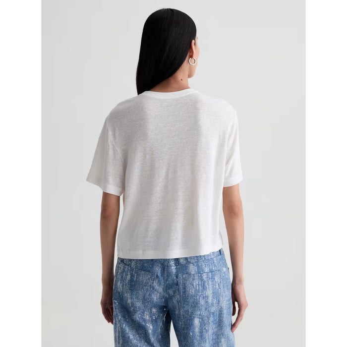 AG Jeans Charli Crew Relaxed Linen Short Sleeve Tee in Powder
