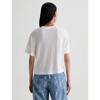 AG Jeans Charli Crew Relaxed Linen Short Sleeve Tee in Powder