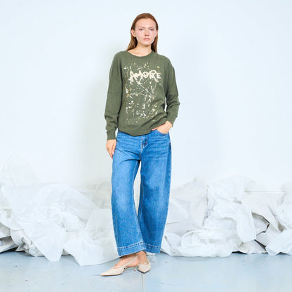Amore splatter-lettering knit sweater wholesale