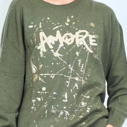 Amore splatter-lettering knit sweater wholesale