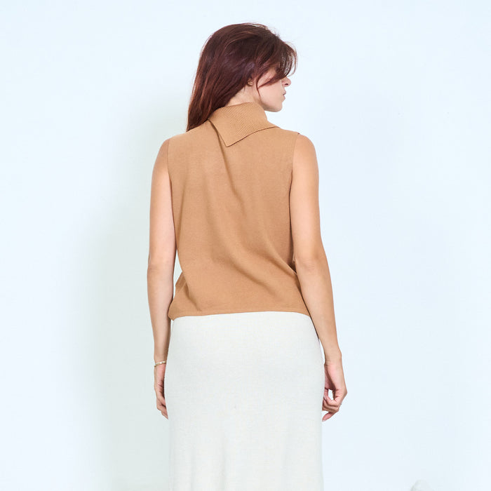 Asymmetric collar knit vest wholesale