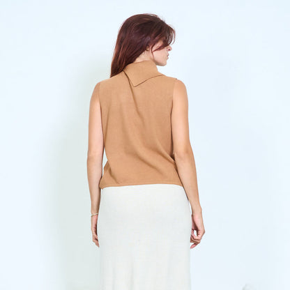 Asymmetric collar knit vest wholesale