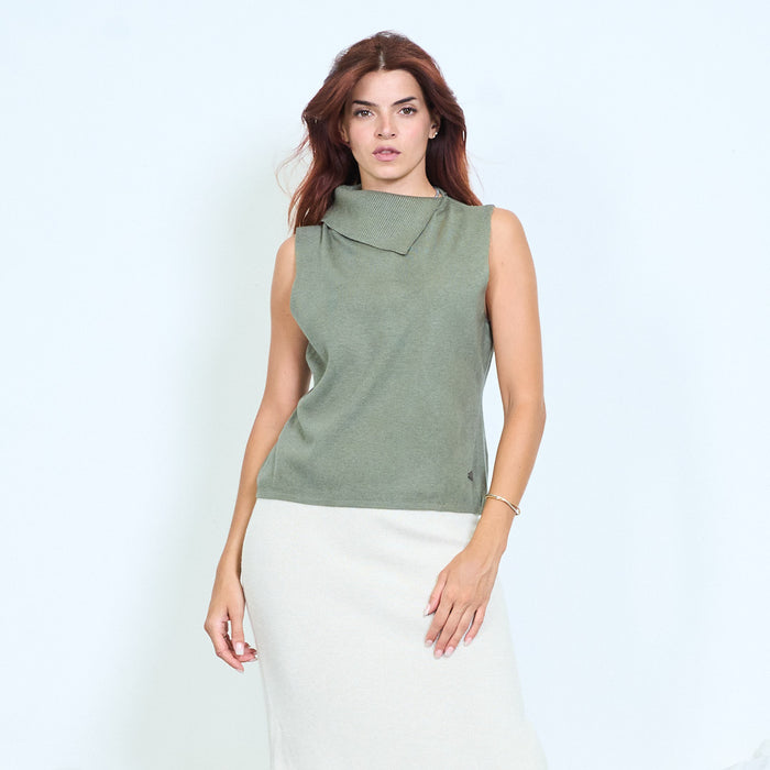 Asymmetric collar knit vest wholesale