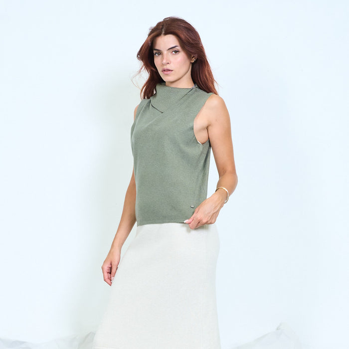 Asymmetric collar knit vest wholesale
