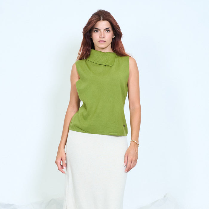 Asymmetric collar knit vest wholesale