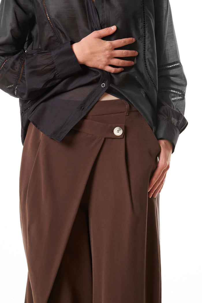 Asymmetric wrap waist trousers wholesale