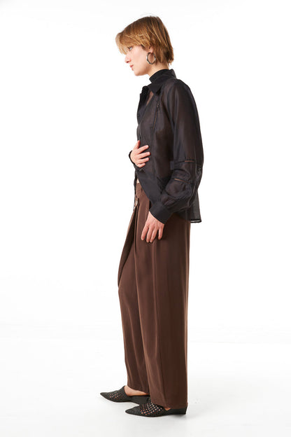 Asymmetric wrap waist trousers wholesale