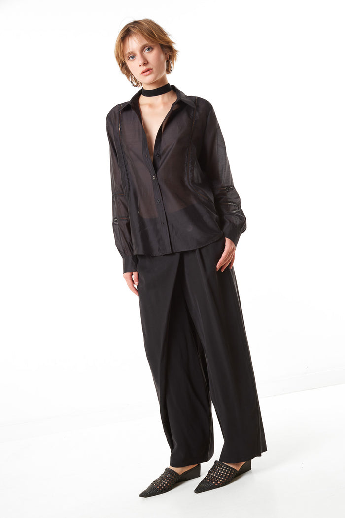 Asymmetric wrap waist trousers wholesale