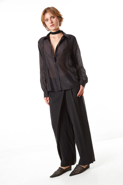 Asymmetric wrap waist trousers wholesale