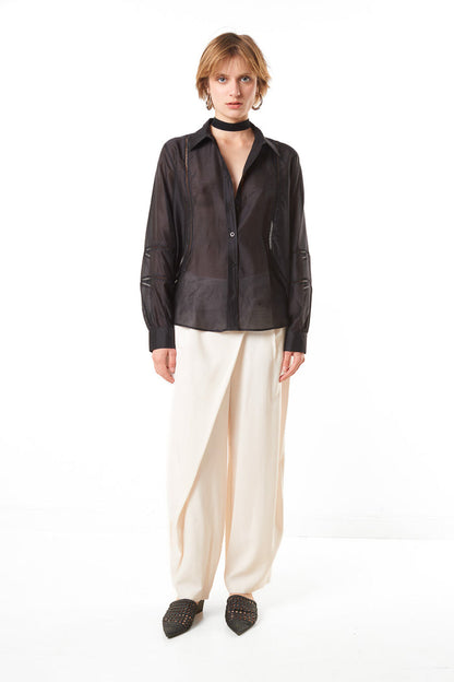 Asymmetric wrap waist trousers wholesale