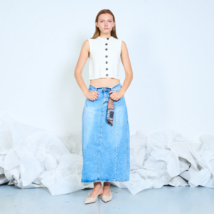 Bandana charm denim midi skirt wholesale