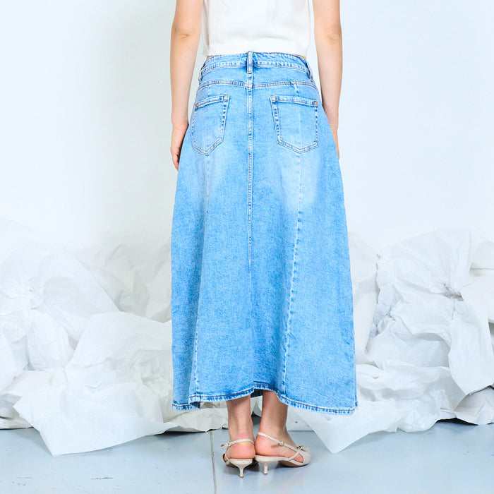 Bandana charm denim midi skirt wholesale