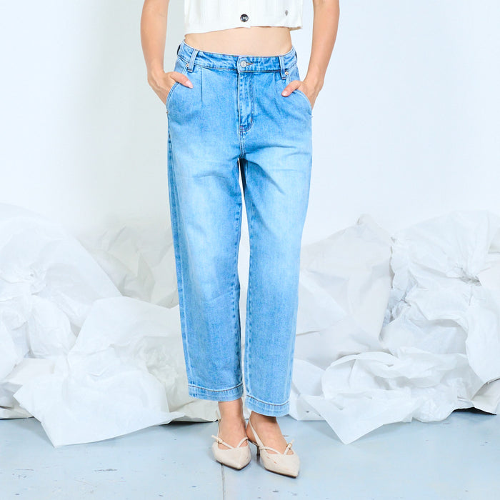 Barrel leg washed denim jeans wholesale