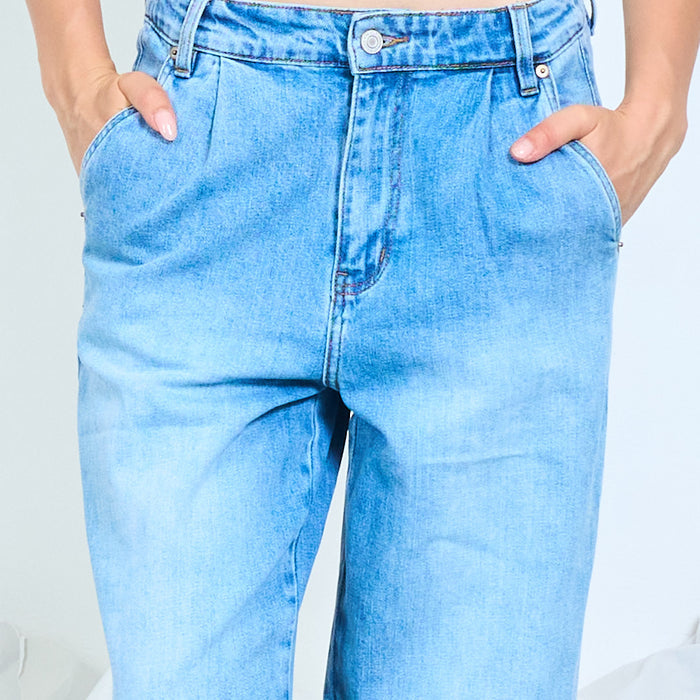 Barrel leg washed denim jeans wholesale