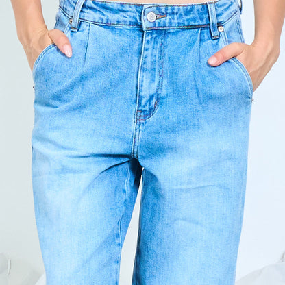 Barrel leg washed denim jeans wholesale