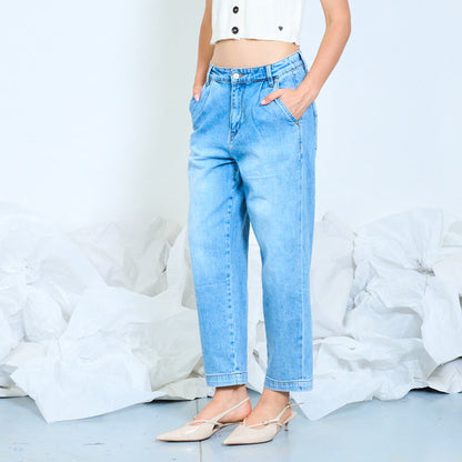 Barrel leg washed denim jeans wholesale