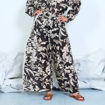 Botanical print wide leg trousers wholesale