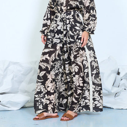 Botanical print wide leg trousers wholesale