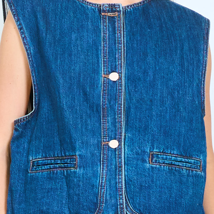 Boxy denim utility vest wholesale