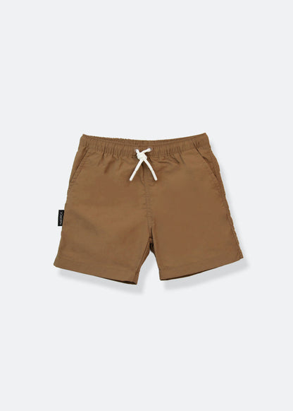 Boys swim trunks in mocha – front view