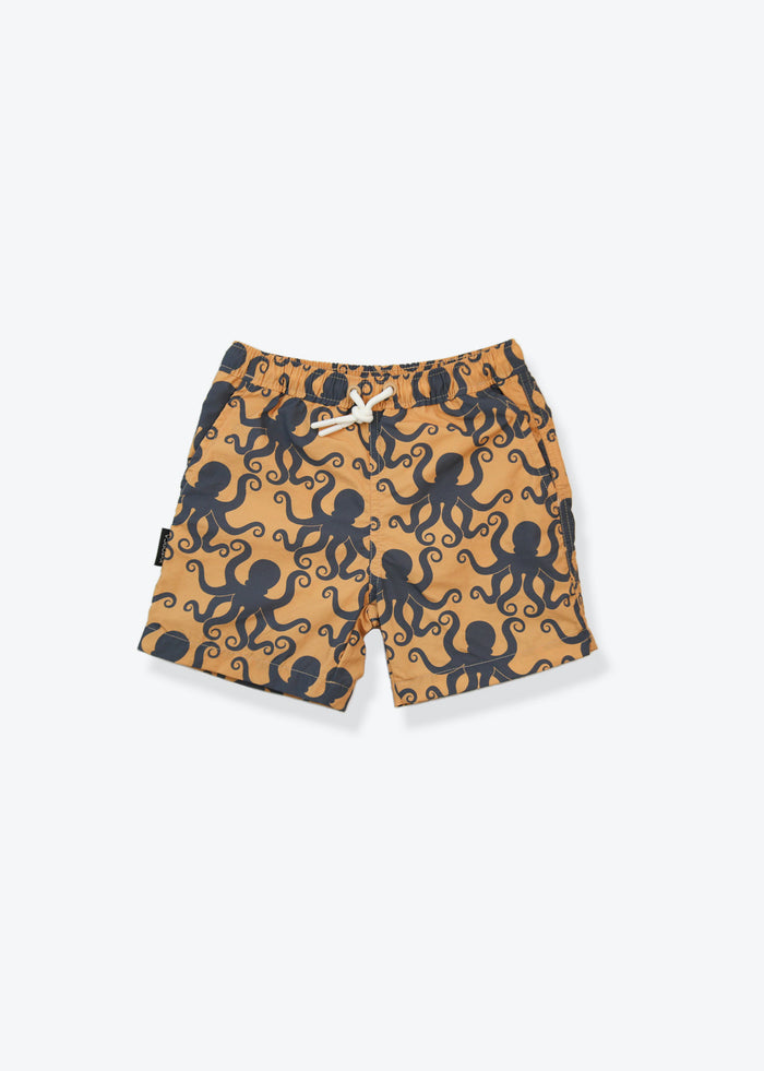 Boys swim trunks octopus desert sand print – front view
