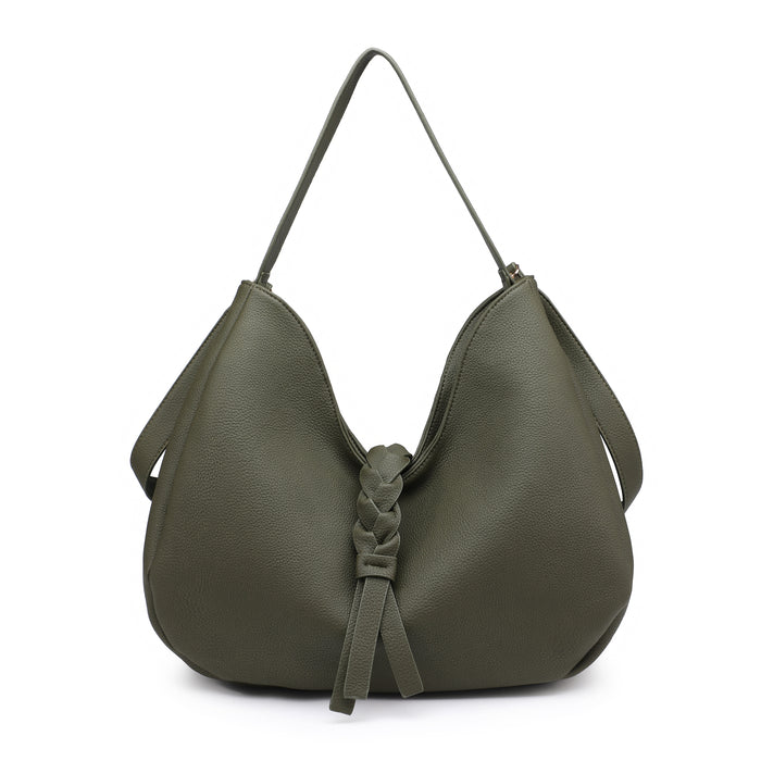 Braided accent hobo bag wholesale